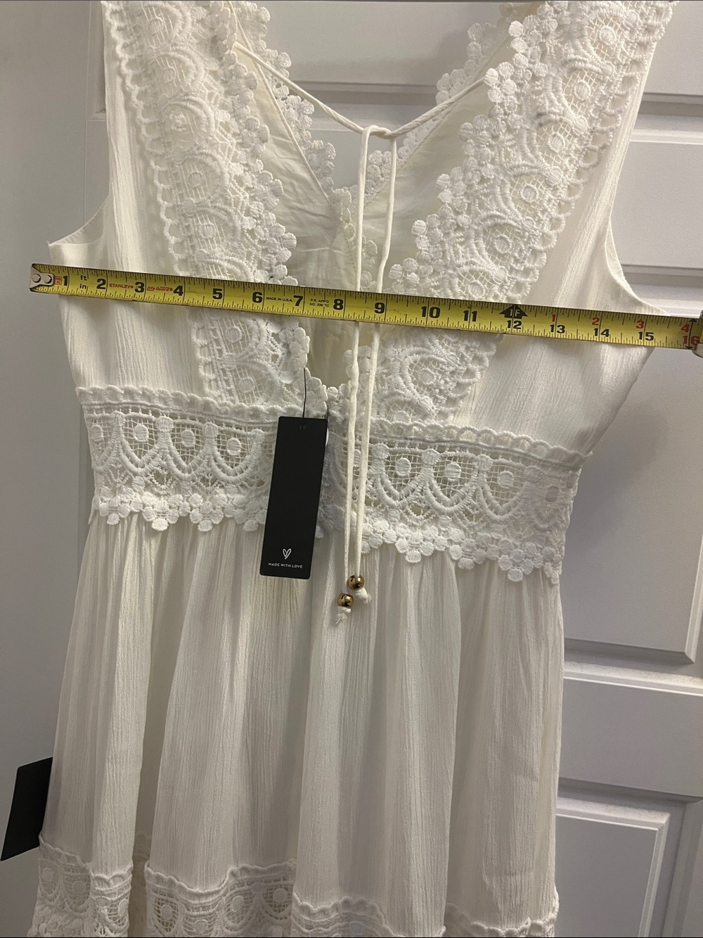 Lulus Spanish Sun White Sleeveless Tiered Lace Maxi Dress Size Medium - Picture 10 of 11